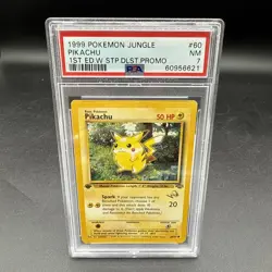 1999 Pokemon Jungle PIKACHU #60 1st Edition Gold "W" Stamp WOTC Promo PSA 9 - Image 1