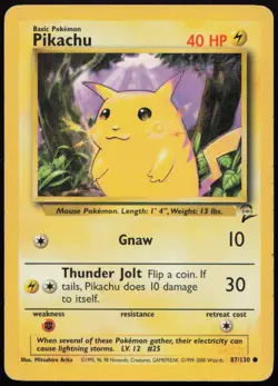 Pikachu 87/130 HP Base Set 2 Common Pokemon - Image 1
