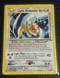 The Pokemon Company Light Dragonite 14/105 Neo Destiny Holo Rare Unlimited ENG - Image 1