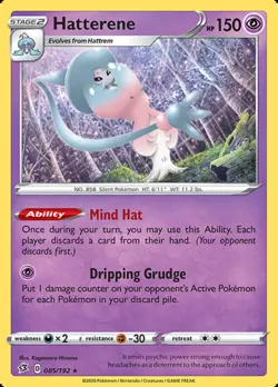 x1 Hatterene - 085/192 - Holo Rare Pokemon SS02 Rebel Clash M/NM - Image 1