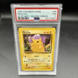 1999 Pokemon Game Pikachu E3 Stamp Yellow Cheeks PSA 7 NM Near Mint - Image 1