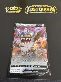 Galarian Perrserker V Half-Art Ultra Rare POKEMON CARD LOST ORIGIN - 129/196 NM - Image 1