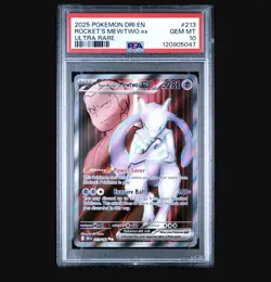 2025 Pokemon Rocket’s Mewtwo ex Ultra Rare #213 PSA 10 GEM MINT DRI EN - Image 1