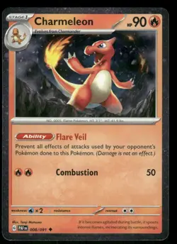 Charmeleon 008/091 Cosmos Holo Paldean fates Pokemon TCG trading card - Image 1