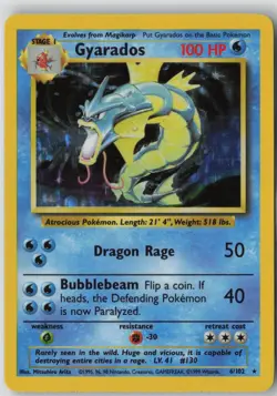 Gyarados 6/102 Holo Holo Rare Base Set Unlimited Pokemon Lightly Played - Image 1