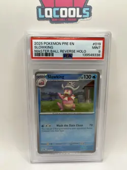2025 POKEMON PRE EN-PRISMATIC EVOLUTIONS MASTER BALL REVERSE HOLO SLOWKING PSA 9 - Image 1