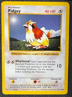 PIDGEY 57/102 COMMON BASE SET SHADOWLESS POKEMON MP - Image 1