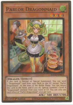 Yugioh MAGO-EN023 Parlor Dragonmaid – Premium Gold Rare 1st Edition - Image 1