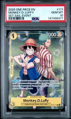 2025 ONE PIECE SET LEARN TOGETHER SAIL EVENT PROMO #111 MONKEY D LUFFY PSA 10 - Image 1
