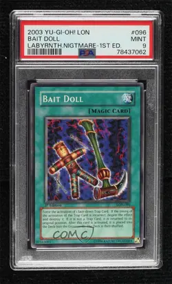 Bait Doll 1st Ed. YuGiOh Labyrinth of Nightmare PSA 9 MINT 2003 - Image 1