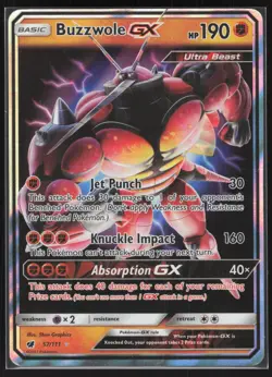Buzzwole GX 57/111 Holo GX Rare Crimson Invasion Pokemon Lightly Played - Image 1