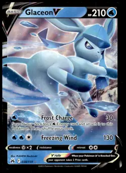 Glaceon V 038/159 Holo V Rare Crown Zenith Pokemon Near Mint - Image 1