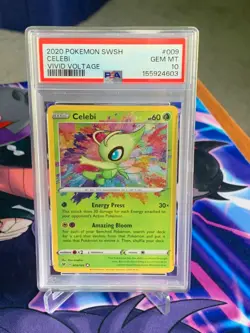 2020 Pokemon TCG Vivid Voltage Celebi #009 Amazing Rare Holo PSA 10 Gem Mint - Image 1