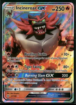 2017 Pokemon Sun & Moon Incineroar GX 27/149 Rare Holo NM - Image 1