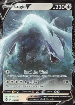 Lugia V 138/195 Holo V Rare Silver Tempest Pokemon Near Mint - Image 1