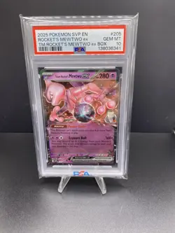 2025 POKEMON TEAM ROCKET'S MEWTWO EX BOX #205 TEAM ROCKET'S MEWTWO EX PSA 10 - Image 3