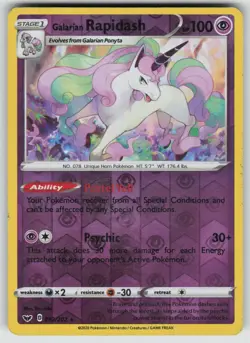 GALARIAN RAPIDASH 082/202 R SWORD & SHIELD POKEMON REVERSE HOLO NEAR MINT - Image 1