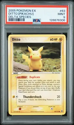 2005 POKEMON EX DELTA SPECIES #63 DITTO [PIKACHU] PSA 9 - Image 1