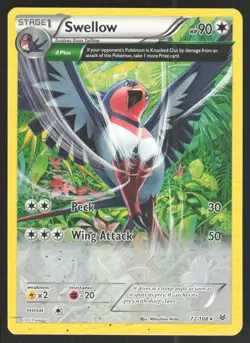 Swellow (XY Roaring Skies) 72/108 Rare Deck Exclusives Pokemon Lightly Played - Image 1