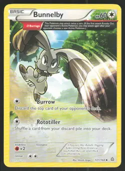 Bunnelby 121/160 Uncommon Primal Clash Pokemon Lightly Played - Image 1
