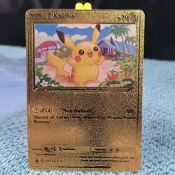Pokemon Pikachu 70HP Gold Foil Fan Art Card 075/073 - Image 1