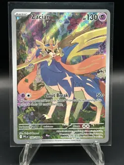 Zacian 100/094 Me02: Phantasmal Flames Holo Pokemon Tcg card illustration rare - Image 1