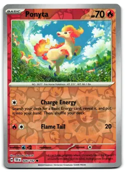 Ponyta 026/162 - 🌊 Temporal Forces Common Pokemon TCG Reverse Holo 🖤 - LP - Image 1