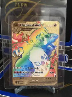 Gold Rainbow Metal Pokemon Card Charizard VMAX 074/073 Fan Art Card - Image 3