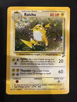 Pokemon Base Set 2 Raichu Holo 16/130 #16 NM Perfect Swirl!! - Image 2