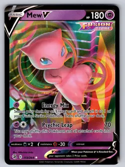Mew V 113/264 Holo V Rare Fusion Strike Pokemon Near Mint - Image 1