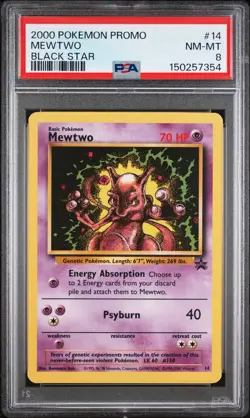 Pokemon Mewtwo TCG 2000 Movie Black Star Promo #14 PSA 8 - Image 1