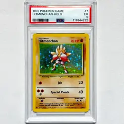 1999 Pokemon Base Set Hitmonchan Holo 7/102 PSA 5 EX Vintage WOTC Slab - Image 1