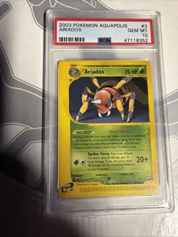 Pokemon PSA 10 GEM MT Ariados 3/147 Aquapolis Non-Holo Rare 2003 E-Reader - Image 1
