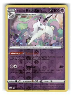 Galarian Rapidash 082/202 Rare Sword & Shield Pokemon Reverse Holo Near Mint - Image 1