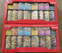 Pokemon Prismatic Evolutions 8 Mini-Tins with Promo Cards Costco 2-PACK - Image 1