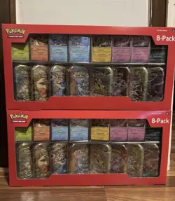 Pokemon Prismatic Evolutions 8 Mini-Tins w Promo Cards Costco 2 Pack IN-HAND - Image 1