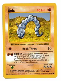 Pokemon Card: Onix 56/102 Base Set Shadowless Rare! EXC - Image 1