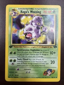 1st Edition Koga's Weezing 50/132 Gym Challenge Set Pokemon Card WOTC NM- - Image 1