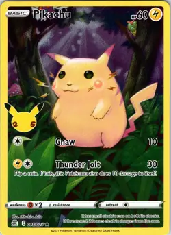 Pikachu 005/025 Holo Rare Celebrations Pokemon Holo Lightly Played - Image 1