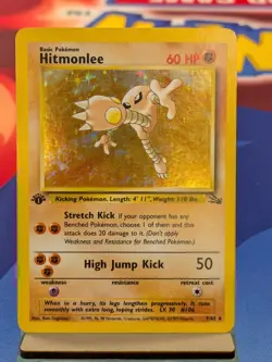 Wizards of the Coast Hitmonlee 7/62 Fossil 1st Ed Holo Rare EN 1999 - Image 1