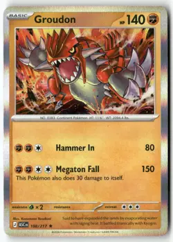 Groudon 108/217 Rare Ascended Heroes Pokemon Holo Near Mint - Image 1
