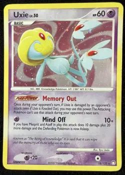 Uxie LV.50 18/123 Pokemon Mysterious Treasures Holo w/ 💫 Swirl - LP - Image 1