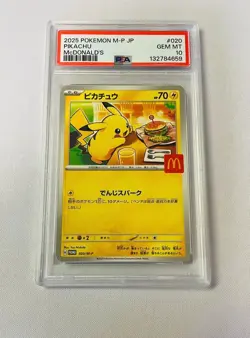 2025 POKEMON JPN M-P PROMO MCDONALD'S #020 PIKACHU PSA 10 GEM MINT BURGERCHU - Image 1