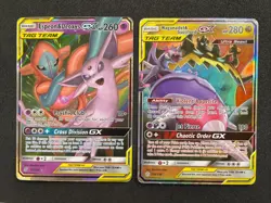 Espeon & Deoxys GX 72 TAG TEAM Naganadel & Guzzlord GX 158 **HP** Pokemon 2019 - Image 1