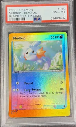 2003 Pokemon Black Star Promo 010 Mudkip Reverse PSA 8 NM-MT - Image 1