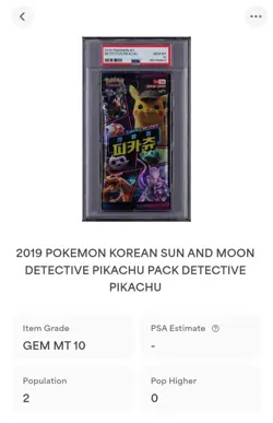 PSA 10 Detective Pikachu Korean Pokemon Booster Pack Sun And Moon SMP2 - Image 4