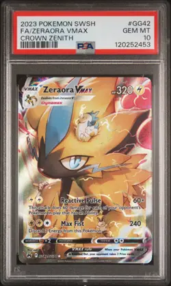 Fa/Zeraora Vmax Pokemon Sword And Shield Crown Zenith GG42 NM PSA 10 - Image 1