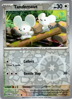2024 Pokemon Scarlet Violet Paldean Fates Reverse Holo Foil Tandemaus 73 /91 - Image 1