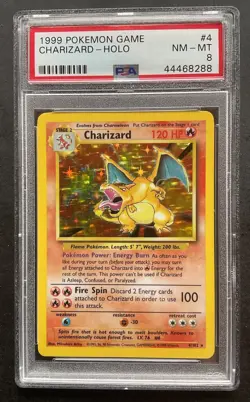 Pokemon 1999 Charizard 4/102 Base Set Holo PSA 8 NM-MT - Image 1