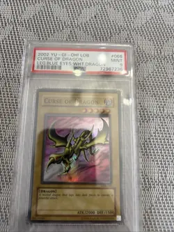 2002 YU-GI-OH! LOB-LEGEND OF BLUE EYES WHITE DRAGON #066 CURSE OF DRAGON PSA 9 - Image 1